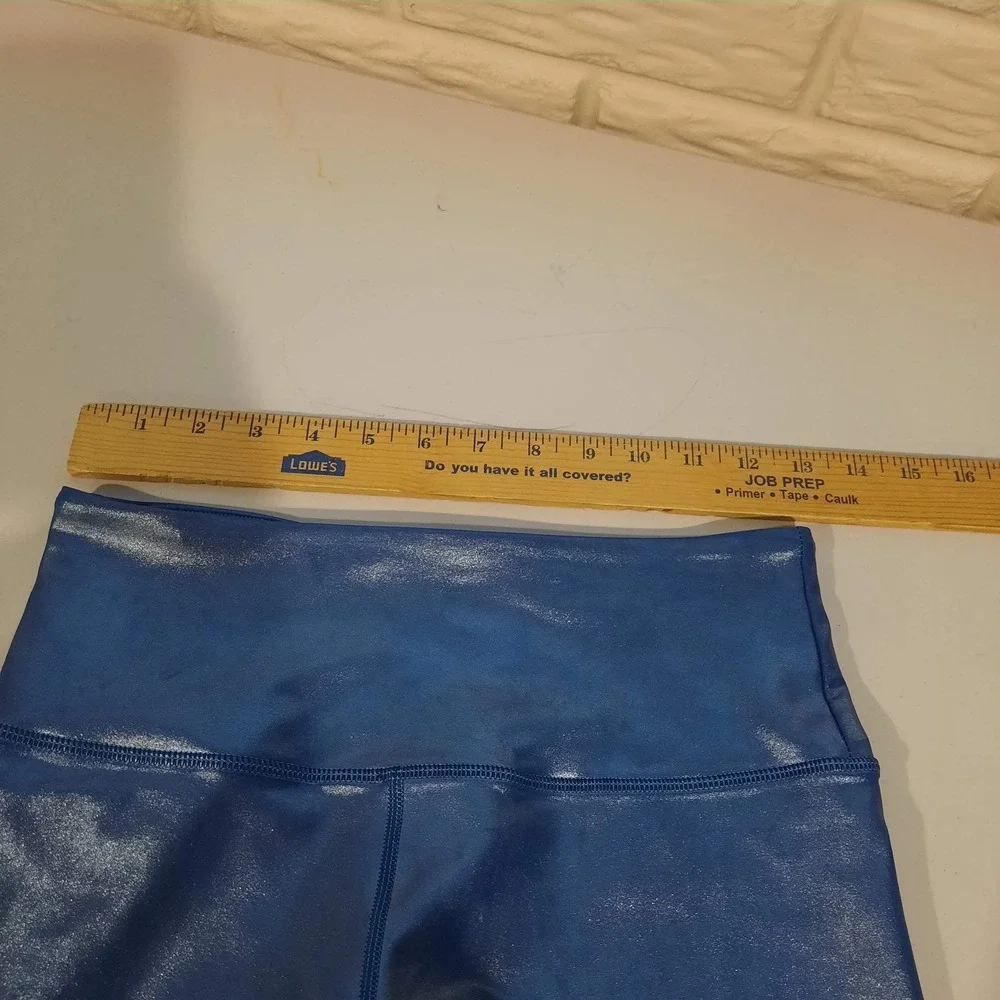 Zyia Active Leggings Womens 6-8 Blue Luxe High Rise‎ Metallic Shine Iridescent